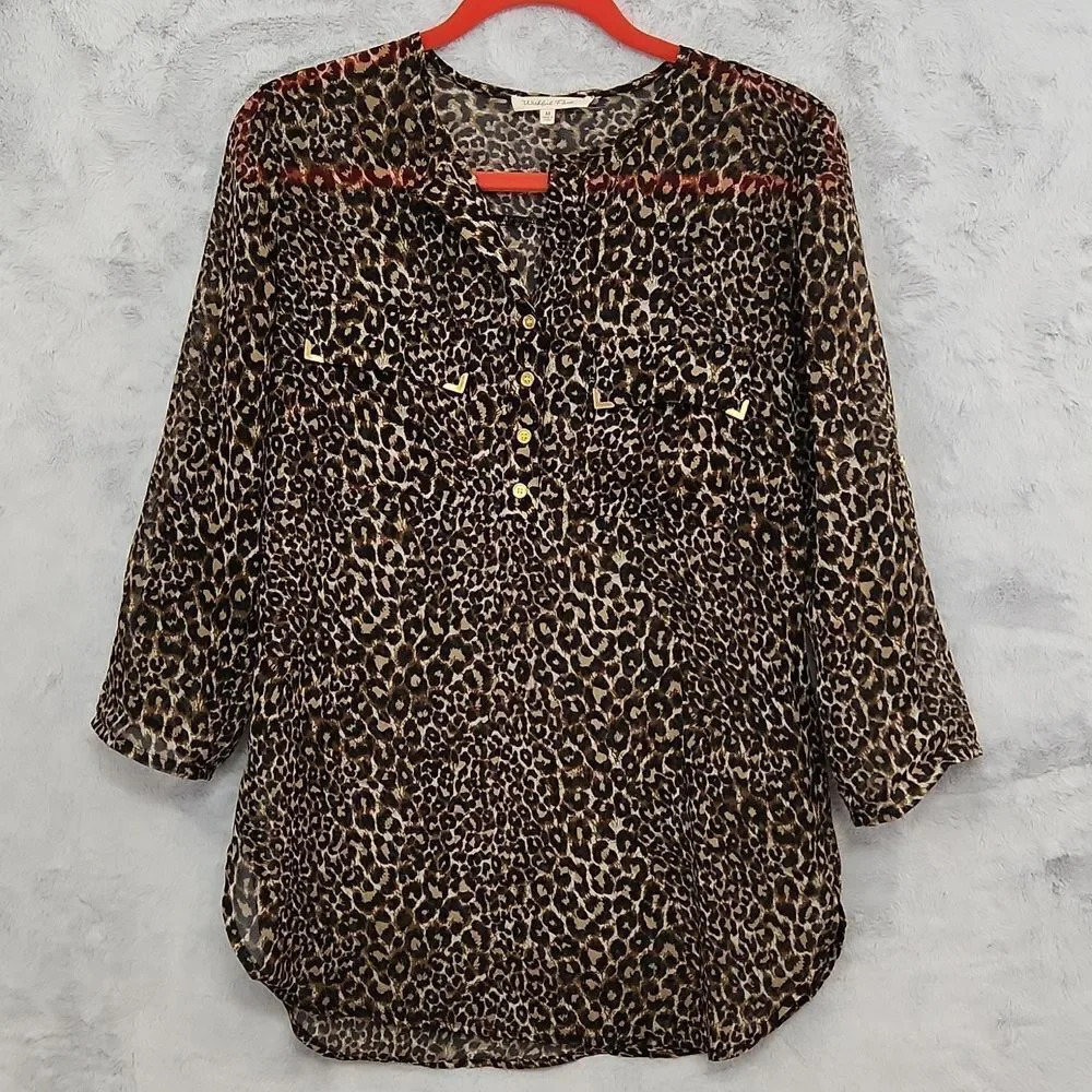 *Wishful Park animal print sheer blouse size M